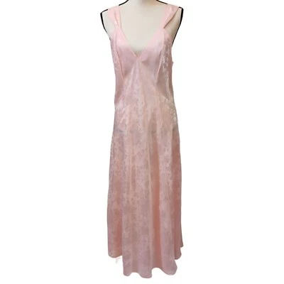 Vestido de noche Morgan Taylor para mujer mediano con cuello en V rosa camisón satinado #i-4 Foto 1 de 4
