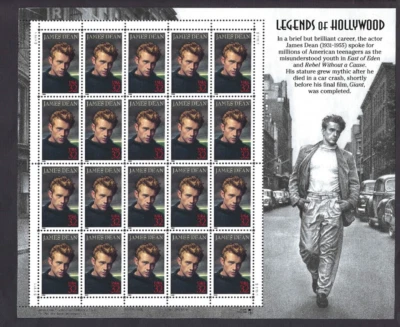 US Scott# 3082 1996 32c Booklet Pane of 20 James Dean P#S111111 UL MNH VF - Image 1 of 2