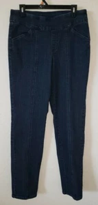 Denim & Co.$42 Perfect Denim Smooth Waist Straight Leg Jeans dkBlue Tall 12 - Picture 1 of 4