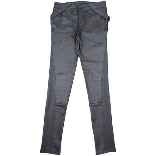 Jeans skinny Gucci donna nero opaco rivestiti vita bassa jegging taglia UK 10 W28 L32