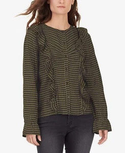 William Rast Womens Susannah Plaid Prairie Blouse Size X-Small Color Black/Olive - Picture 1 of 1