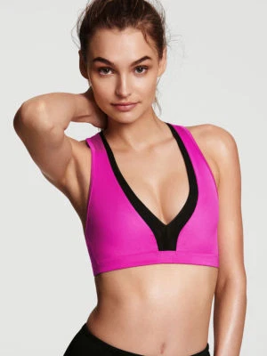 NUEVO Victorias Secret Long Line Acolchado de Malla Sumergida Yoga Ropa Activa ROSA Foto 1 de 4