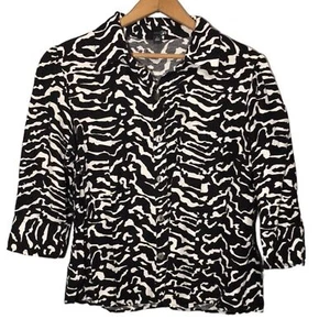 EAST 5TH | Linen Blend Black & White Zebra Print Button Down Shirt size Large - Picture 1 of 11