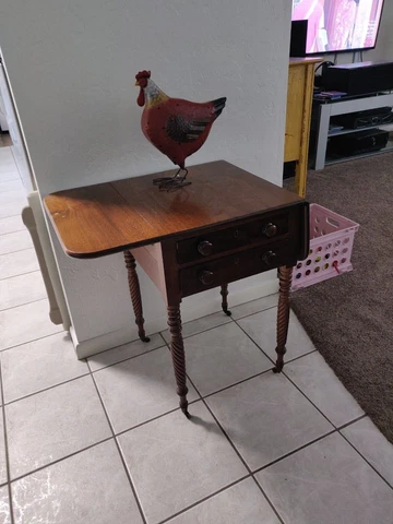 Small Antique Victorian Quality Mahogany Table with Two Drop Leaves Cover