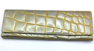 Women’s Kate Landry Gold Faux Crocodile Embossed Clutch Purse - Picture 1 of 6