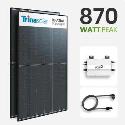 TRINA SOLAR & FOXESS Balkonkraftwerk 870Wp 2xTrina bifazial 435Wp FoxEss M1-800-E 800W Wechselrichter