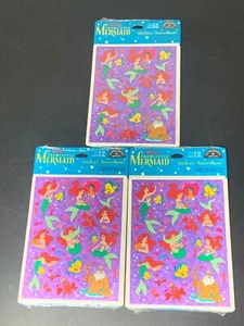 Hoja de pegatinas Sirenita total 3 juegos sellados sello 4 cada lote vintage - Imagen 1 de 5