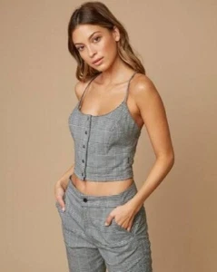 Y2K RVCA Size 29\Large 2 Piece Black\White Houndstooth Plaid Tank & Pant Set EUC - Picture 1 of 19