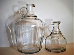 2 Vintage Cruets Fluted Pressed Glass No Stoppers Charming & Functional - Picture 1 of 10
