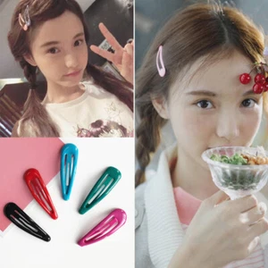 Glitter Snap Hair Clip Waterdrop Hairpin Candy Color BB Clip Metal Barrette 5cm - Picture 1 of 35