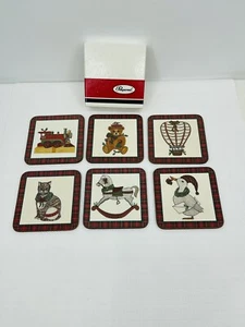 Pimpernel Tartan Coasters - Set Of 6 Square Cork Backed - Holiday Christmas - Picture 1 of 6