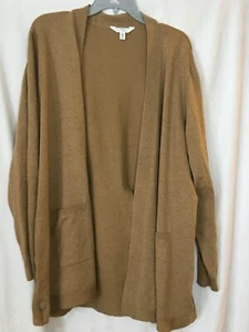 New Time and Tru Women’s Open Front Cardigan Sweater Beige Long Sleeve Pockets - Picture 1 of 2