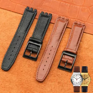 High Quality 17 19mm Cowhide Genuine Leather Watch Strap for Swatch Wristbands - Picture 1 of 18