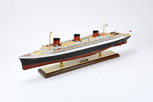 SS Normandie French Ocean Liner Handmade Wooden Ship Model 34" Museum Quality