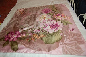 Valentino Scarf Women's Lavender/Purple/Green Silk Rose Made in Italy Beautiful - Picture 1 of 8