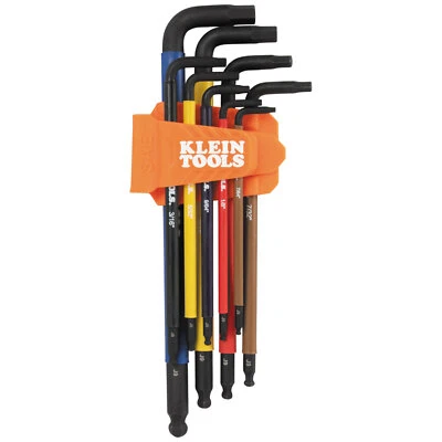 Klein Tools BLS9 Color-Coded Extra-Long L Style Hex Key Caddy Set, SAE, 9-Piece - Image 1 of 4