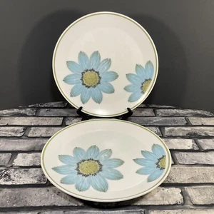 Noritake Progression Up Sa Daisy Dinner Plates Blue Daisy Set of 2 Japan 10 3/8" - Picture 1 of 6
