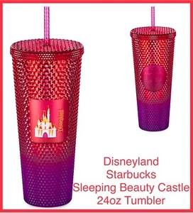 2023 DISNEYLAND STARBUCKS SLEEPING BEAUTY CASTLE GEOMETRIC RED TUMBLER DISNEY - Picture 1 of 8