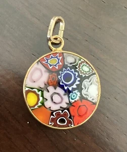 Terenzio Prevedello Murrina "Murano" 2cm runder Anhänger, Nickelgröße - Bild 1 von 3