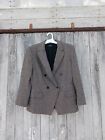 Theory Womens Sz 12 Houndstooth Linen, Wool, Poly Blend Brown Blazer 