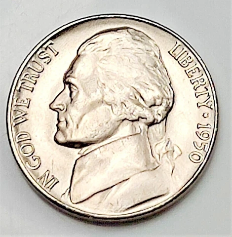 1950  BU Jefferson Nickel Pulled From OBW Roll Cover