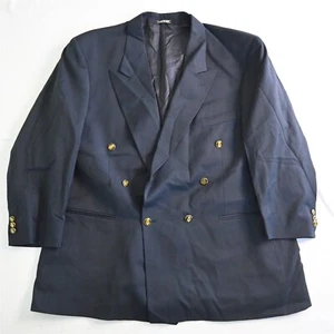 Bernini 50R Navy Blue Gold Button Italy Double Breasted Suit Jacket Sport Coat - Picture 1 of 12