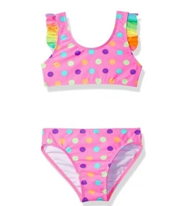 Freestyle Toddler Ruffle Straps Polka Dot Two Piece Swimsuit Multi Size 5 2386 - Picture 1 of 2