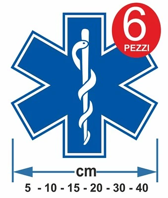 Kit 6 autoadesivi/sticker per esterni e interni CROCE ESCULAPIO - Immagine 1 di 3