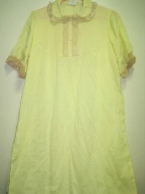 Camisón largo Mitchell años 70 talla M amarillo manga sh con detalles de encaje algodón B Foto 1 de 2