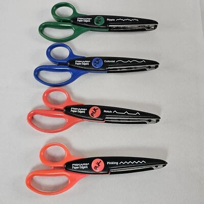 FISKARS Lot Of 4 Paper Edgers Ripple Colonial Notch And Pinking - Image 1 of 4