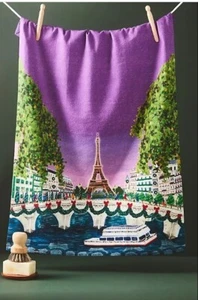 Anthropologie Holiday in the City PARIS Cotton Dish Towel 28 x 21” New - Picture 1 of 7