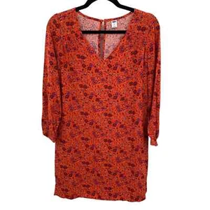 Old Navy Shift Dress Womens XS Tall Orange Pink Floral Viscose NWOT - Picture 1 of 8
