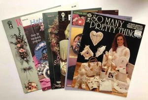 LOTE DE 6 flores de seda CINTA SOMBREROS victorianos encaje corazones cesta proyecto libros - Imagen 1 de 1