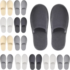 12 Pair Non-Slip Disposable House Slippers for Travel, Indoor, Spa, Wedding - Picture 1 of 12