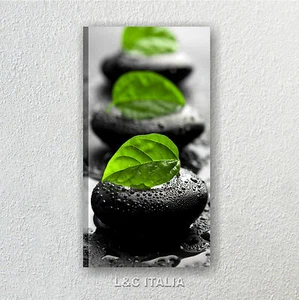 Zen stone 2 Quadro moderno per bagno camera da letto 90x45 sassi pietre nere - Foto 1 di 1