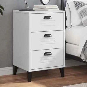 Bedside Cabinet VIKEN White Solid Wood Pine P5S4 - Picture 1 of 11