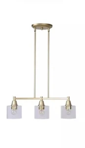 HAMPTON BAY Oron 3-Light Gold Linear Island Pendant Hanging Light, Kitchen Light - Picture 1 of 3