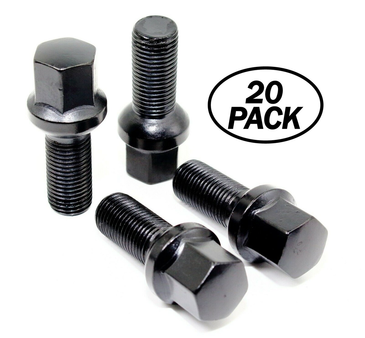 M14 X 1.5 Ball Seat Lug Bolts - 17mm Hex, 35mm Thread Length, Chrome Finish (10-Pack)