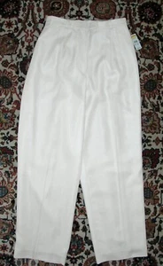 NWT TALBOTS Soft White Silk/Cotton Blend Pants Slacks 6 High Waist Flat Front - Picture 1 of 6