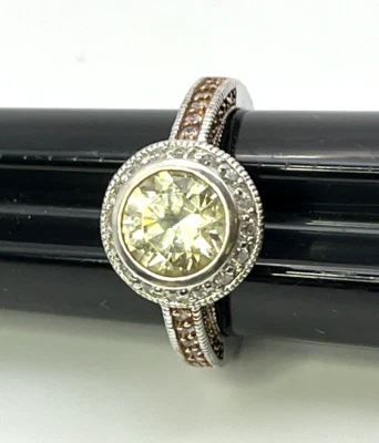 ESPO Solid Sterling Silver Pave' Big CZ pale yellow RING size 8.5 HIGH SPARKLE - Image 1 of 4