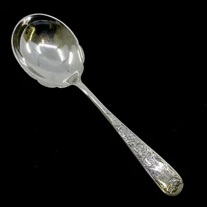 Kirk Old Maryland Engr Sterling Silver 8-3/8" Casserole/Berry Serving Spoon Mono - Picture 1 of 13