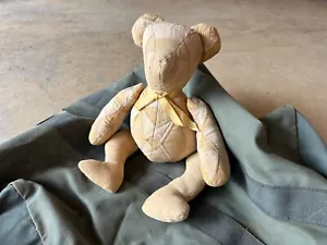 Rare Antique 1930s Handmade Quilt Teddy Bear Stuffed Animal Articulating Buttons - Picture 1 of 14