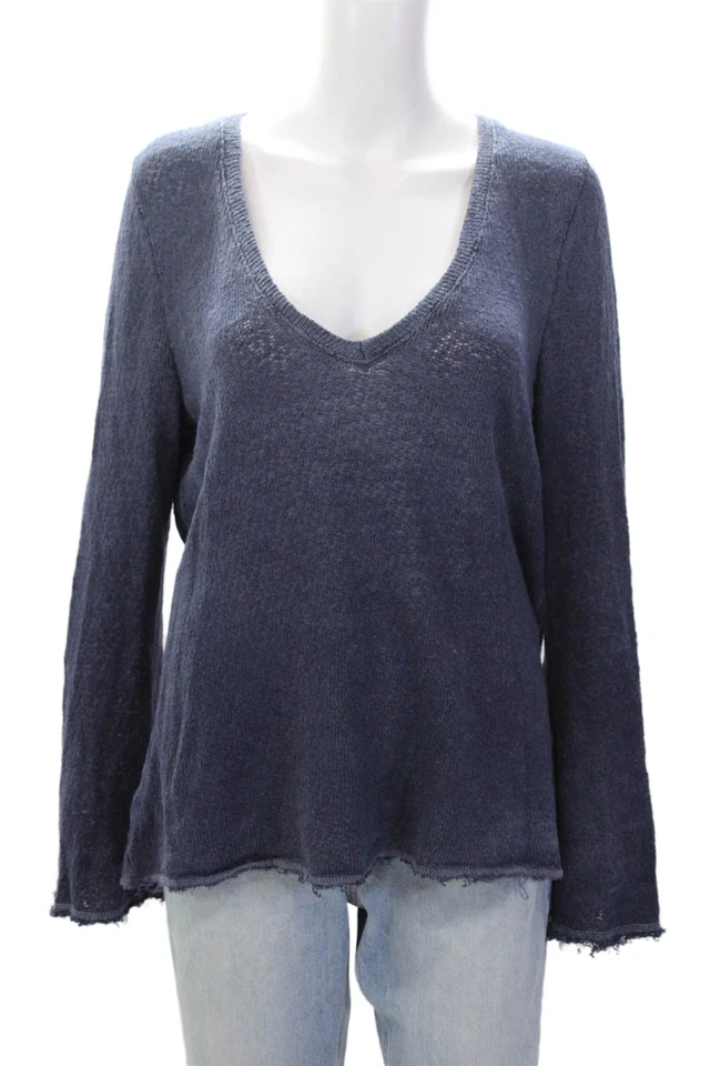 Tyler Jacobs Feel The Piece Womens Cotton Relaxed Fit Scoop Neck Top Blue Size L - Image 1 of 4