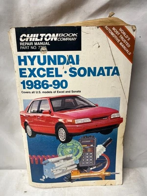 Hyundai Excel Sonata 1986-1990 (todo modelo de EE. UU.) manual de reparación de servicio Chilton 7760 Foto 1 de 4