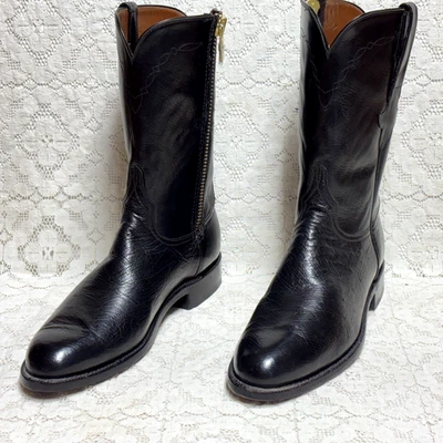 Botas Lucchese Hechas a Mano 8 1/2D Negras Suave Avestruz Roper Cremallera L5229 COMO NUEVAS Foto 1 de 4