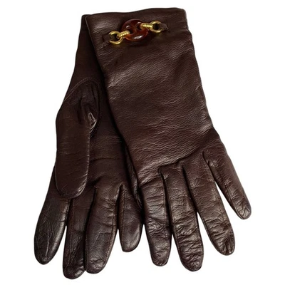 Guantes de conducción de cuero Guanto Sim Simeone de colección para mujer 8 marrón forrados de lana Italia Foto 1 de 4