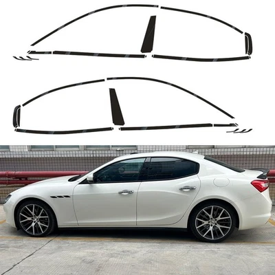 Glossy Black Chrome Delete Window Trims For Maserati Ghibli 2014-2022 Foto 1 de 4