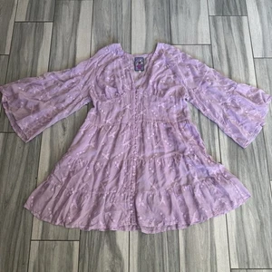 Damen Johnny Was Phoenix Flow Spitzenkleid Lavender Frost Größe Large - Bild 1 von 7