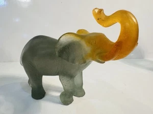 Daum Pate De Verre 6” Gray-Green & Amber Elephant Excellent & Best Price! - Picture 1 of 14