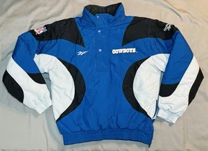 Vintage Pro Line Reebok Dallas Cowboys Jacke gesteppt gefüttert NFL Pullover 1/4 Zip - Bild 1 von 24